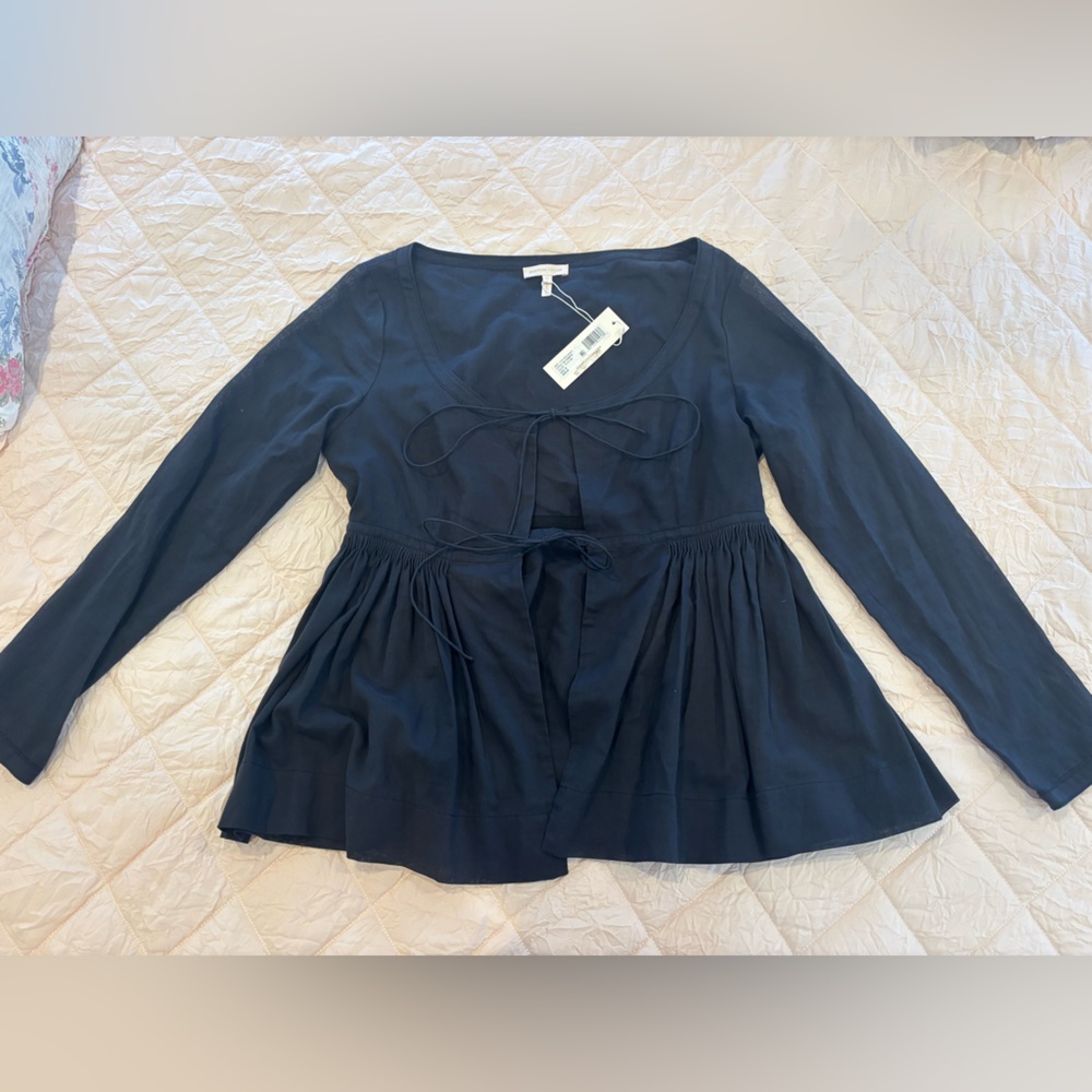 Rebecca Taylor Black Tie-Front Long Sleeve Blouse (NEVER WORN W/ TAG)
